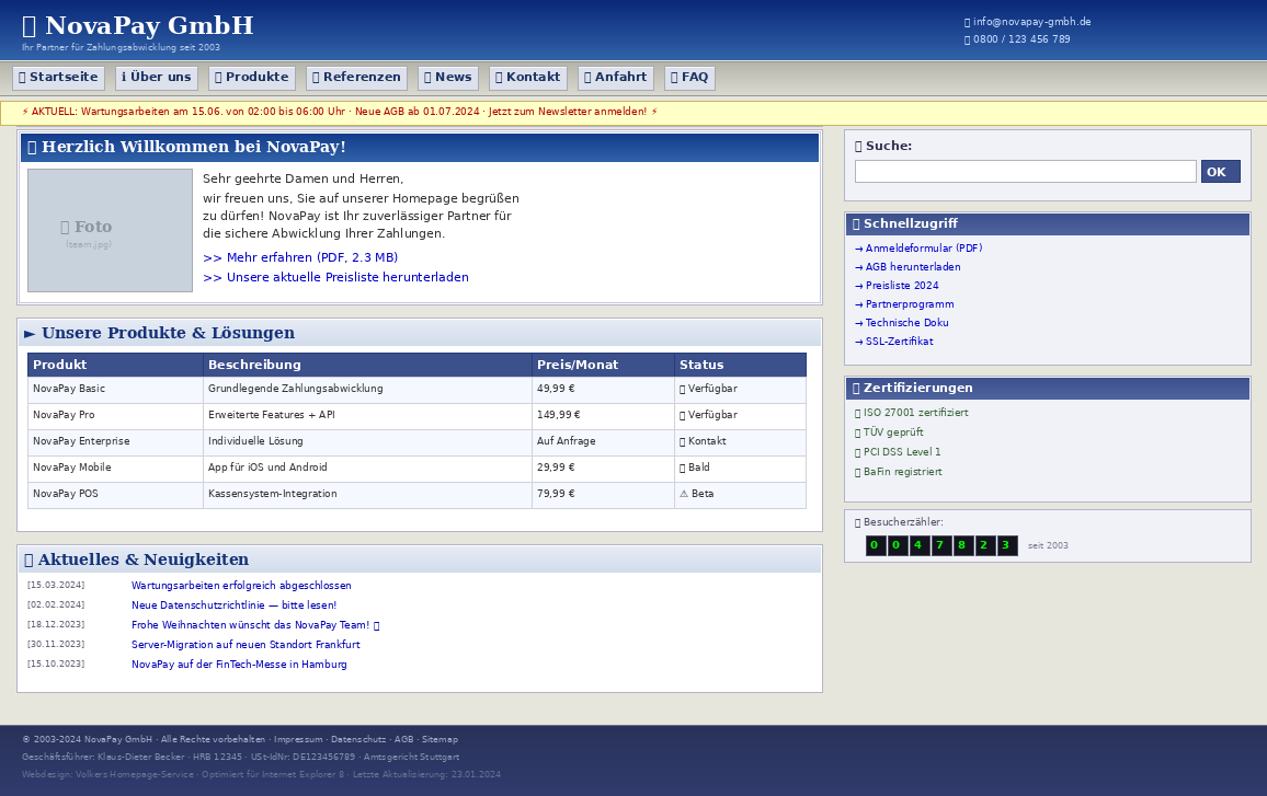 Veraltete Website